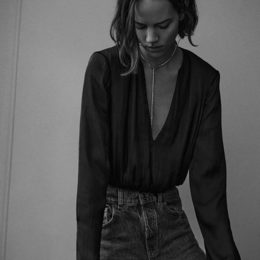 NEW Zara Satin Effect Jeweled Crop Top